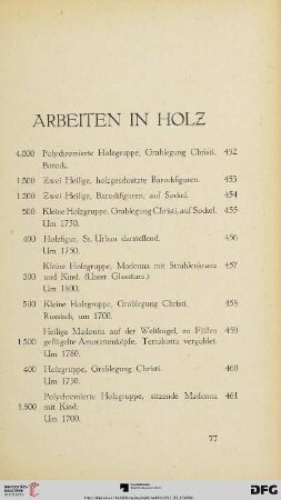 Arbeiten in Holz (Nr. 452-464)