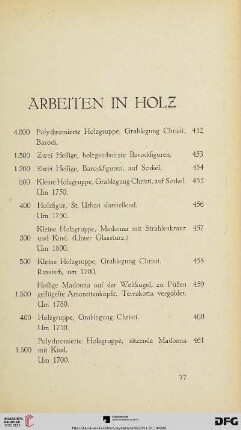Arbeiten in Holz (Nr. 452-464)