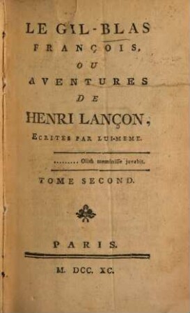 Le Gil-Blas François, Ou Aventures De Henri Lançon, 2