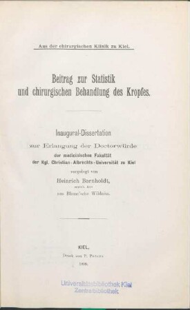 Beitrag zur Statistik und chirurgischen Behandlung des Kropfes