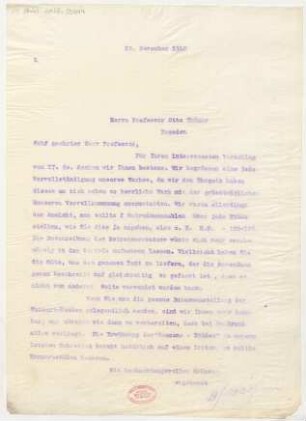 Brief an Otto Thümer : 29.11.1912