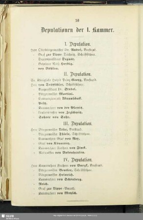 Deputationen der I. Kammer