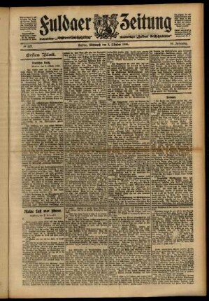Erste Ausgabe vom Mittwoch, den 03. Oktober 1906.
