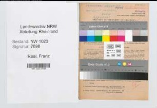 Entnazifizierung Franz Real , geb. 26.11.1899 (Vertreter)