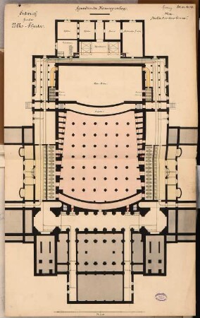 Volkstheater Schinkelwettbewerb 1892: Grundriss der Heizungsanlage 1:150