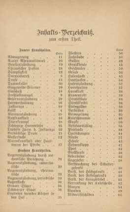 Inhalts-Verzeichniß zum ersten Theil