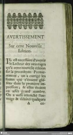 Avertissement Sur cette Nouvelle Edition