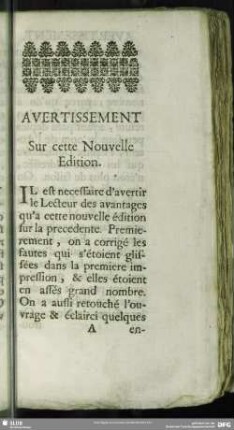 Avertissement Sur cette Nouvelle Edition