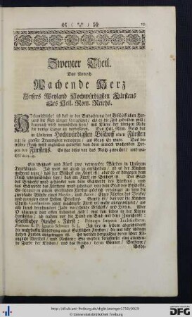 Zweyter Theil. Das Annoch Wachende Herz Unsers Weyland Hochwürdigsten Fürstens Des Heil. Röm. Reichs.