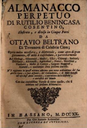Almanacco perpetuo di Rutilio Benincasa Cosentino