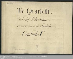 3 Quartets. Arr - Mus.3996-P-1 : cemb (2) - D
