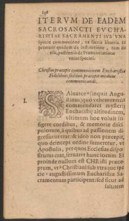 Iterum De Eadem Sacrosancti Eucharistiae Sacramenti Sub Una Specie communione, ex sacris litteris.