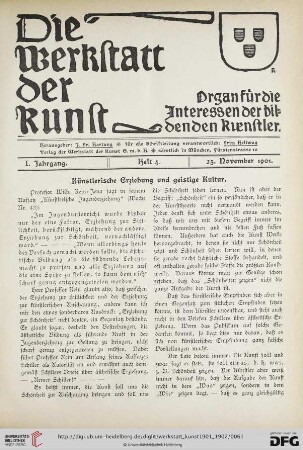 1: Künstlerische Erziehung und geistige Kultur