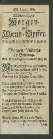 Wöchentliches Morgen- Und Abend-Opffer