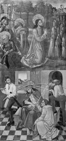 Linker Flügel, oben: Christus in Gethsemane, unten: Dornenkrönung