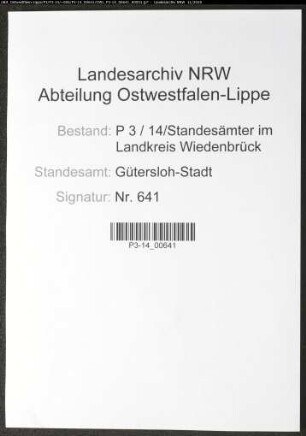 Sterberegister Standesamt Gütersloh-Stadt