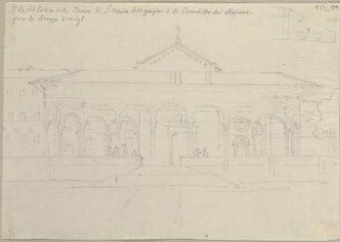 Eine Kirche mit Portikus, Santa Maria delle Grazie genannt, erbaut von Benedetto da Maiano im 15. Jahrhundert