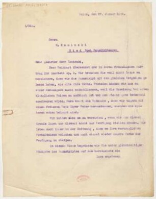 Brief an Heinrich Kaminski : 27.01.1923