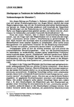 57-82, Überlegungen zu Tendenzen der holländischen Strafrechtsreform