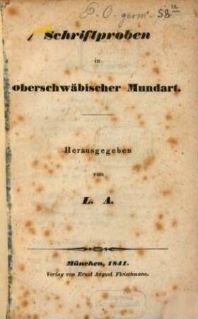 Schriftproben in oberschwäbischer Mundart