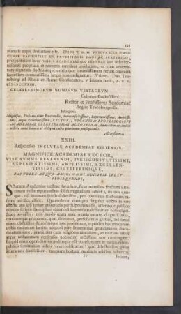 XXIII. Responsio Inclutae Academiae Kiliensis