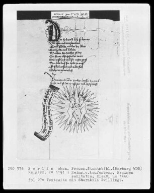 Heinrich von Laufenberg, Regimen sanitatis, deutsch — Sternbild Zwillinge, Folio 27verso