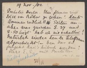 Brief an Ludwig Strecker  und B. Schott's Söhne : 19.11.1902