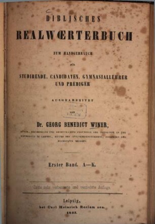 Biblisches Realwoerterbuch zum Handgebrauch ..., 1