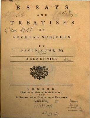 Essays and treatises on several subjects