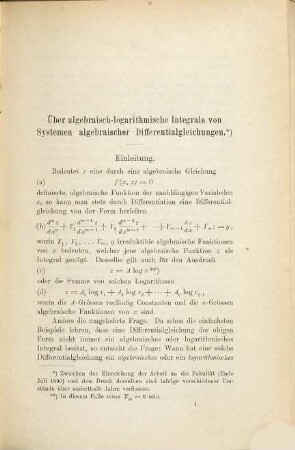 Über algebraisch-logarithmische Integrale von Systemen algebraischer Differentialgleichungen
