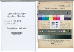 Entnazifizierung Wilhelm Cornelissen , geb. 02.09.1910 (Landwirt)