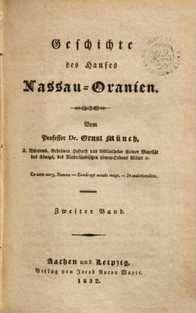 Geschichte des Hauses Nassau-Oranien, 2