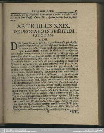 Articulus XXIX. De Peccato In Spiritum Sanctum