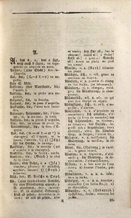 Dictionnaire allemand-françois à l'usage des écoles et de l'état bourgeois : contenant généralement tous les mots françois et allemands dont on peut avoir besoin pour la lecture des auteurs ... = Teutsch-französisches Handwörterbuch für die Schulen und den Bürgerstand