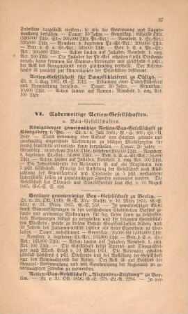 VI. Anderweitige Actien-Gesellschaften