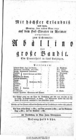 Abällino der große Bandit
