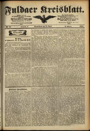 Zweite Ausgabe vom Samstag, den 23. April 1910.