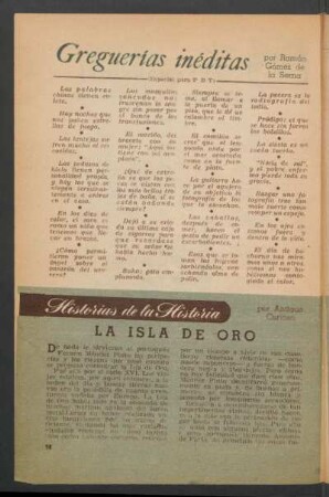 La Isla de Oro : Historias de la historia