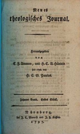 Neues theologisches Journal. 10, 10. 1797
