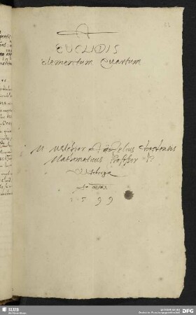 [Faszikel 1, Text 2:] Euclidis elementum quartum.