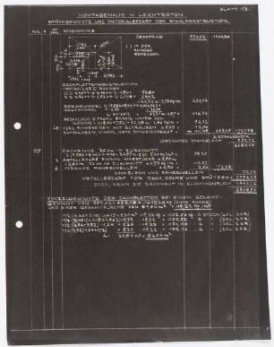 Leichtbetonmontagehaus für OMGUS (Office of the Military Government US): Stückgewichte u. Materialbedarf u. Wärmebedarfsrechnung