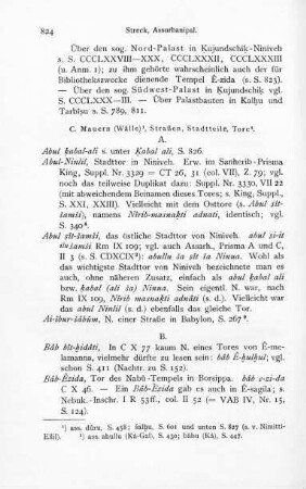 C. Mauern (Wälle), Straßen, Stadtteile, Tore