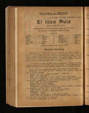 El loco Ruiz : pieza en un acto