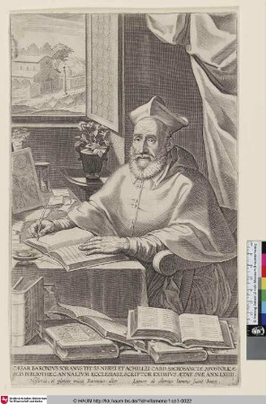 Caesar Baronius Soranus [Caesar Baronius Soranus, Cardinal, am Tische schreibend]