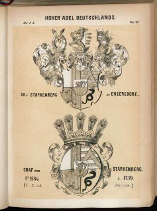 Taf. 87. Gr. v Starhemberg zu Enzersdore. - Graf von Starhemberg. A°: 1684 u. 1739. (I, II. und jüng. Linie.)