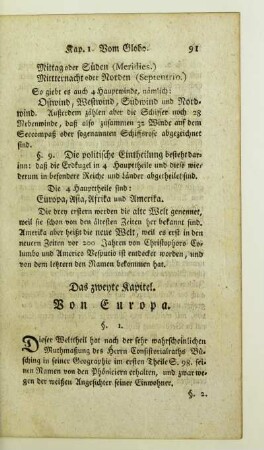 Das zweyte Kapitel. Von Europa