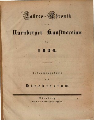 Jahres-Chronik des Nürnberger Kunstvereins für .... 1836