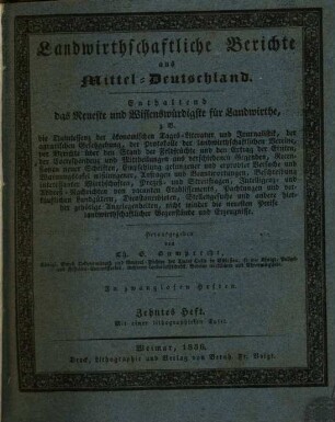 Landwirthschaftliche Berichte aus Mittel-Deutschland : enthaltend das Neueste und Wissenswürdigste für Landwirthe .... 2, 2 = H. 10/16. 1836/39