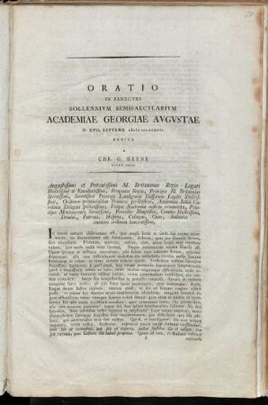 Oratio In Panegyri Sollennivm Semisaecvlarivm Academiae Georgiae Avgvstae D. XVII. Septemb. MDCCLXXXVII.