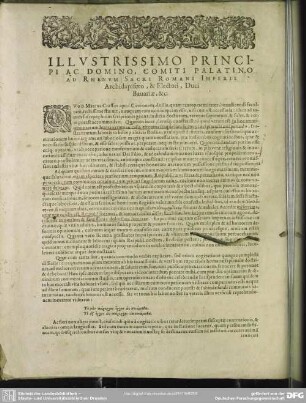 Illustrissimo Principi Ac Domino, Comiti Palatino Ad Rhenum Sacri Romani Imperii Archidapifero, & Electori, Duci Bavariae, [et]c